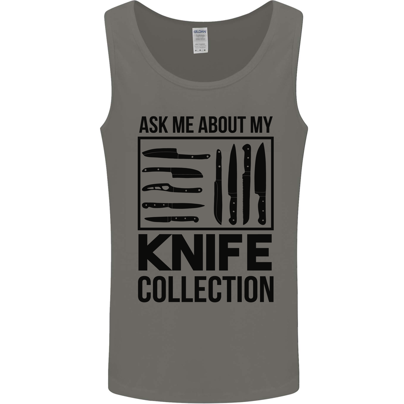 Funny Chef Ask About My Knife Collection Mens Vest Tank Top Charcoal