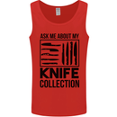 Funny Chef Ask About My Knife Collection Mens Vest Tank Top Red