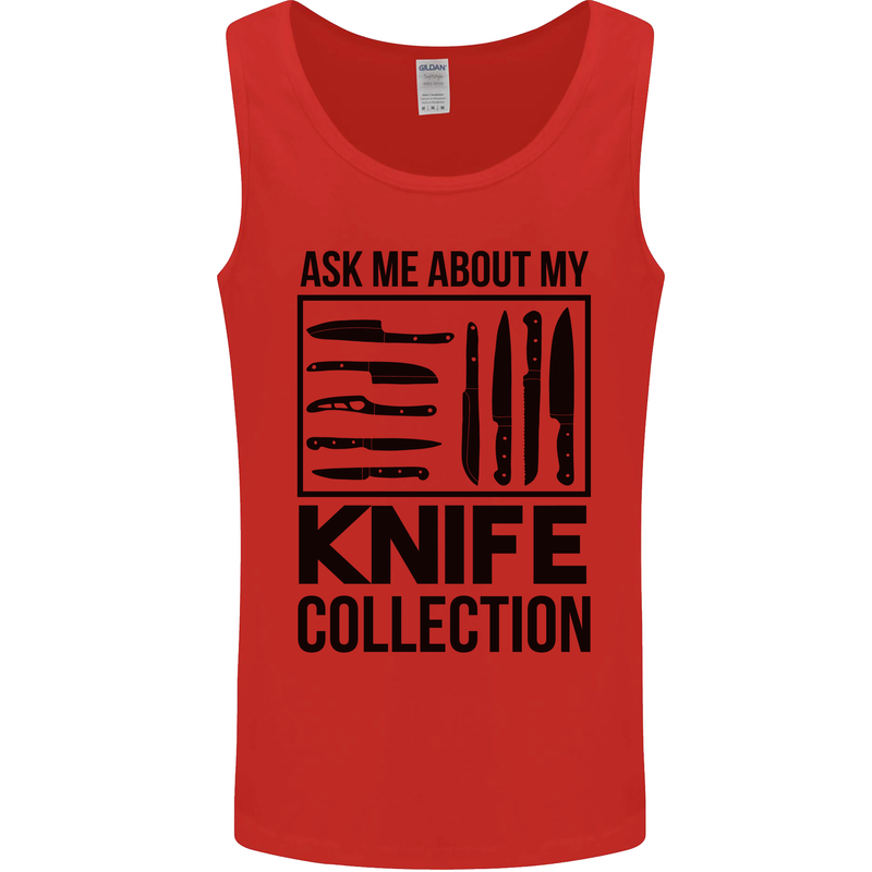 Funny Chef Ask About My Knife Collection Mens Vest Tank Top Red