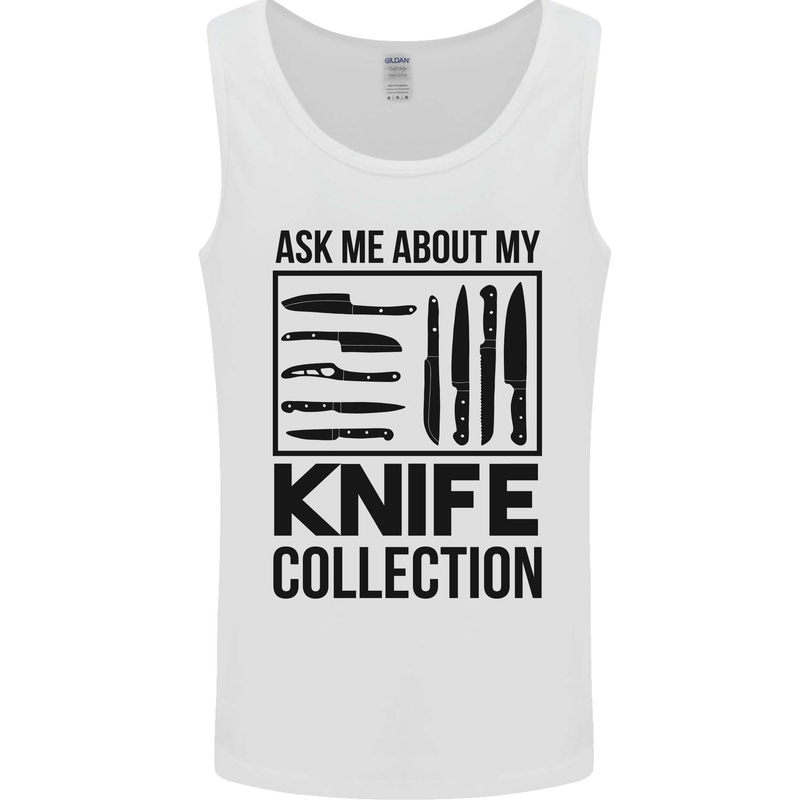 Funny Chef Ask About My Knife Collection Mens Vest Tank Top White