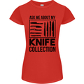 Funny Chef Ask About My Knife Collection Womens Petite Cut T-Shirt Red
