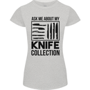 Funny Chef Ask About My Knife Collection Womens Petite Cut T-Shirt Sports Grey