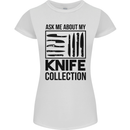 Funny Chef Ask About My Knife Collection Womens Petite Cut T-Shirt White