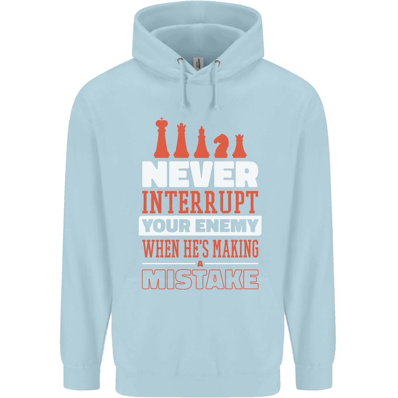 Funny Chess Never Interupt Your Enemy Childrens Kids Hoodie Light Blue