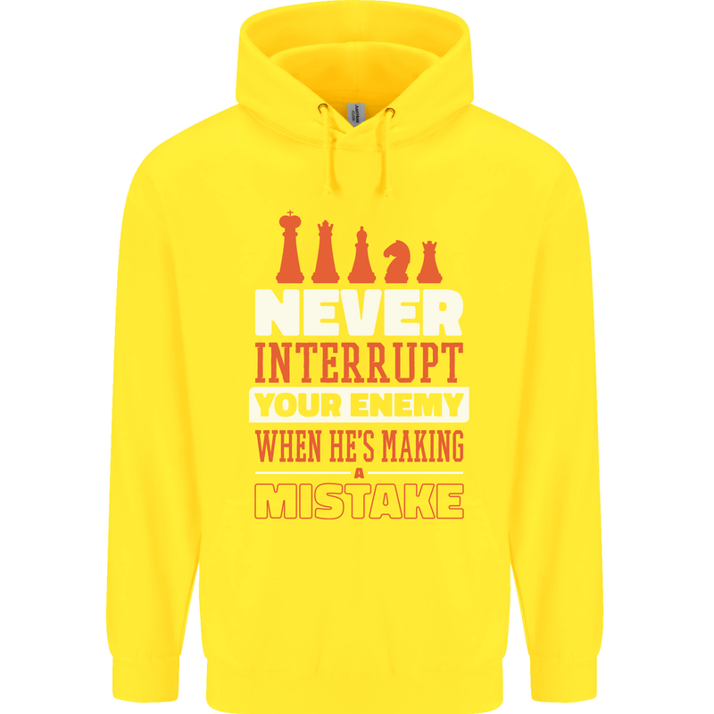 Funny Chess Never Interupt Your Enemy Childrens Kids Hoodie Yellow