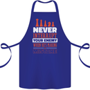 Funny Chess Never Interupt Your Enemy Cotton Apron 100% Organic Royal Blue