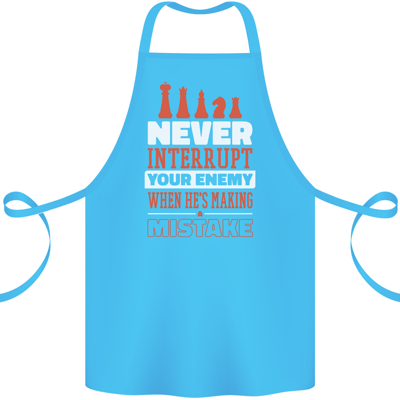 Funny Chess Never Interupt Your Enemy Cotton Apron 100% Organic Turquoise