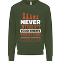 Funny Chess Never Interupt Your Enemy Kids Sweatshirt Jumper Forest Green