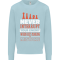 Funny Chess Never Interupt Your Enemy Kids Sweatshirt Jumper Light Blue