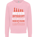 Funny Chess Never Interupt Your Enemy Kids Sweatshirt Jumper Light Pink
