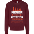 Funny Chess Never Interupt Your Enemy Kids Sweatshirt Jumper Maroon