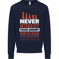 Funny Chess Never Interupt Your Enemy Kids Sweatshirt Jumper Navy Blue
