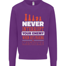 Funny Chess Never Interupt Your Enemy Kids Sweatshirt Jumper Purple
