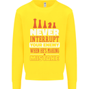 Funny Chess Never Interupt Your Enemy Kids Sweatshirt Jumper Yellow