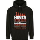 Funny Chess Never Interupt Your Enemy Mens 80% Cotton Hoodie Black