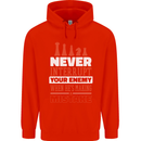 Funny Chess Never Interupt Your Enemy Mens 80% Cotton Hoodie Bright Red
