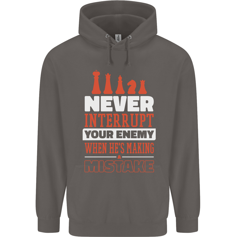 Funny Chess Never Interupt Your Enemy Mens 80% Cotton Hoodie Charcoal