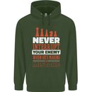 Funny Chess Never Interupt Your Enemy Mens 80% Cotton Hoodie Forest Green