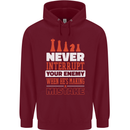 Funny Chess Never Interupt Your Enemy Mens 80% Cotton Hoodie Maroon