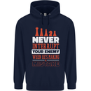 Funny Chess Never Interupt Your Enemy Mens 80% Cotton Hoodie Navy Blue