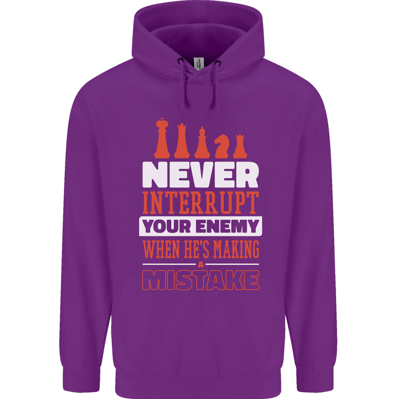 Funny Chess Never Interupt Your Enemy Mens 80% Cotton Hoodie Purple