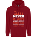 Funny Chess Never Interupt Your Enemy Mens 80% Cotton Hoodie Red