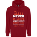 Funny Chess Never Interupt Your Enemy Mens 80% Cotton Hoodie Red