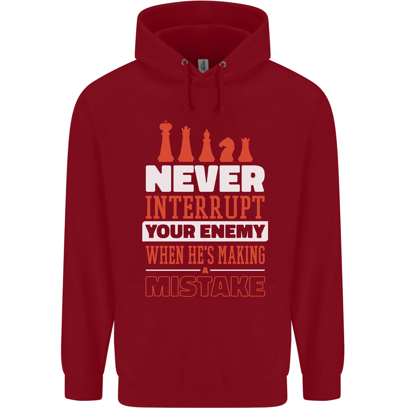 Funny Chess Never Interupt Your Enemy Mens 80% Cotton Hoodie Red
