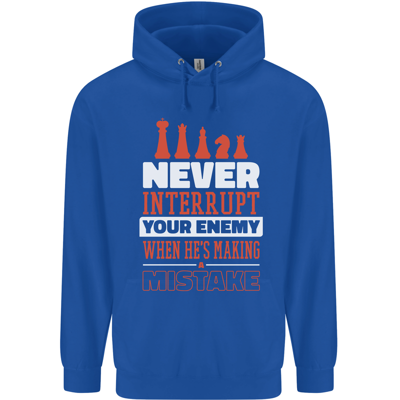 Funny Chess Never Interupt Your Enemy Mens 80% Cotton Hoodie Royal Blue