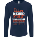 Funny Chess Never Interupt Your Enemy Mens Long Sleeve T-Shirt Navy Blue