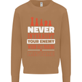 Funny Chess Never Interupt Your Enemy Mens Sweatshirt Jumper Caramel Latte