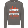 Funny Chess Never Interupt Your Enemy Mens Sweatshirt Jumper Charcoal