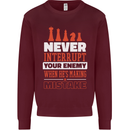 Funny Chess Never Interupt Your Enemy Mens Sweatshirt Jumper Maroon
