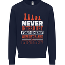 Funny Chess Never Interupt Your Enemy Mens Sweatshirt Jumper Navy Blue
