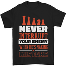Funny Chess Never Interupt Your Enemy Mens T-Shirt Cotton Gildan Black
