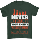 Funny Chess Never Interupt Your Enemy Mens T-Shirt Cotton Gildan Forest Green
