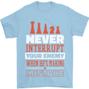 Funny Chess Never Interupt Your Enemy Mens T-Shirt Cotton Gildan Light Blue