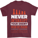 Funny Chess Never Interupt Your Enemy Mens T-Shirt Cotton Gildan Maroon