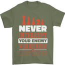 Funny Chess Never Interupt Your Enemy Mens T-Shirt Cotton Gildan Military Green