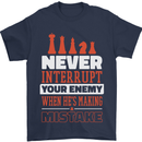 Funny Chess Never Interupt Your Enemy Mens T-Shirt Cotton Gildan Navy Blue