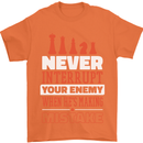 Funny Chess Never Interupt Your Enemy Mens T-Shirt Cotton Gildan Orange