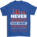 Funny Chess Never Interupt Your Enemy Mens T-Shirt Cotton Gildan Royal Blue
