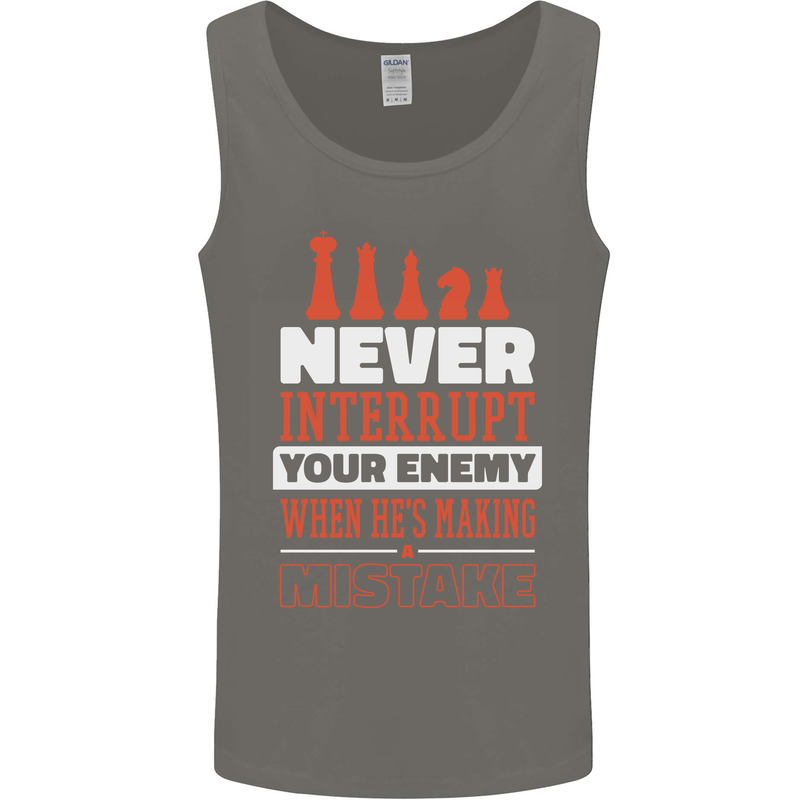 Funny Chess Never Interupt Your Enemy Mens Vest Tank Top Charcoal