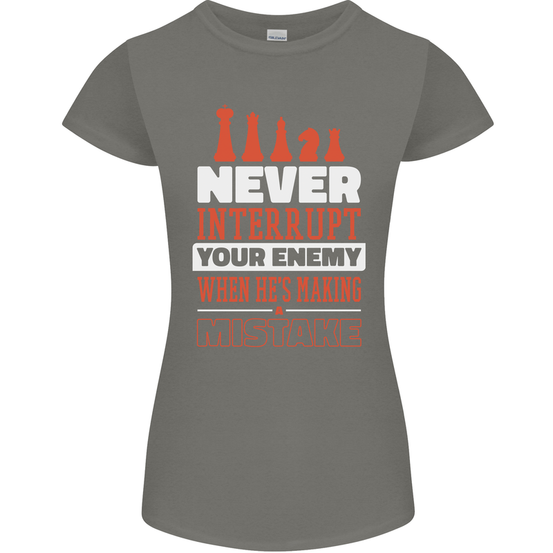 Funny Chess Never Interupt Your Enemy Womens Petite Cut T-Shirt Charcoal