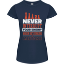 Funny Chess Never Interupt Your Enemy Womens Petite Cut T-Shirt Navy Blue