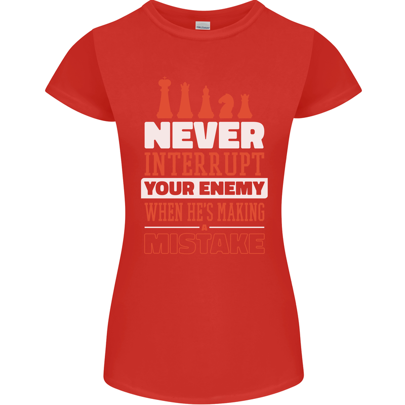 Funny Chess Never Interupt Your Enemy Womens Petite Cut T-Shirt Red