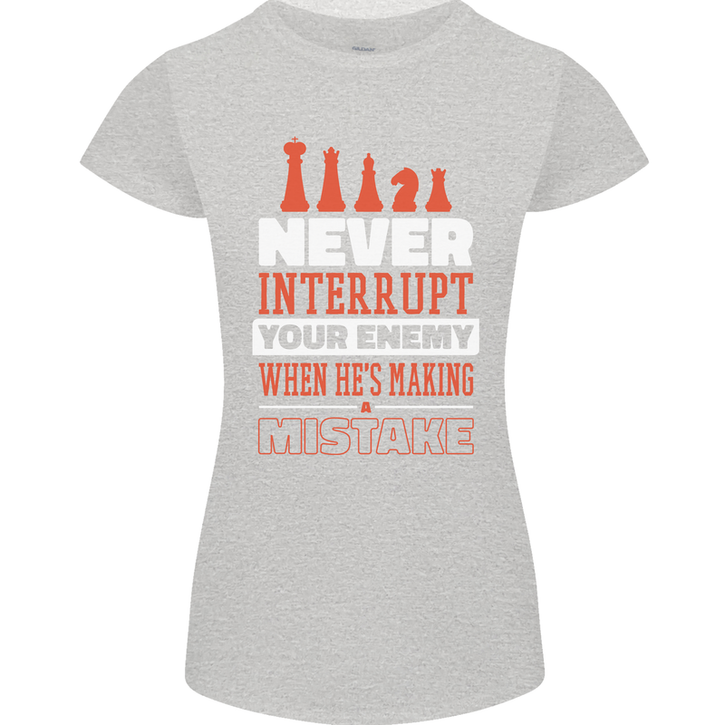 Funny Chess Never Interupt Your Enemy Womens Petite Cut T-Shirt Sports Grey