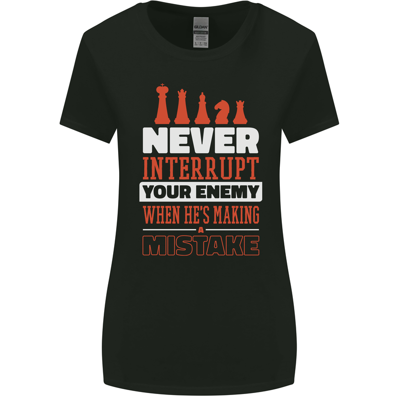 Funny Chess Never Interupt Your Enemy Womens Wider Cut T-Shirt Black