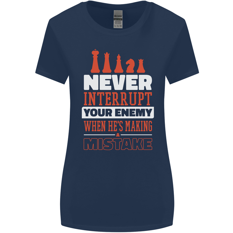 Funny Chess Never Interupt Your Enemy Womens Wider Cut T-Shirt Navy Blue
