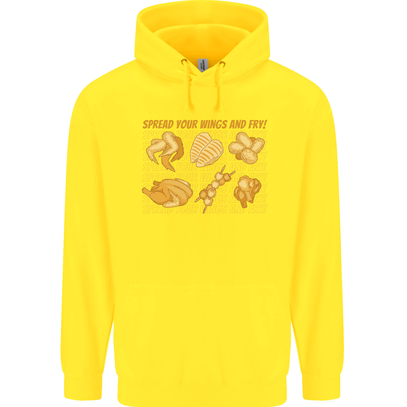 Funny Chicken Humour Chef BBQ Food Cook Mens 80% Cotton Hoodie Yellow